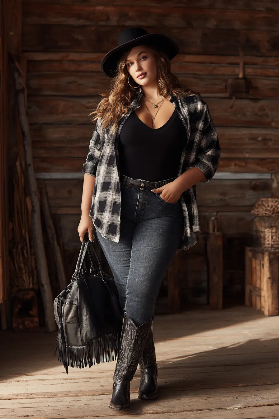 Flannel Shirt Western Outfit for Fall