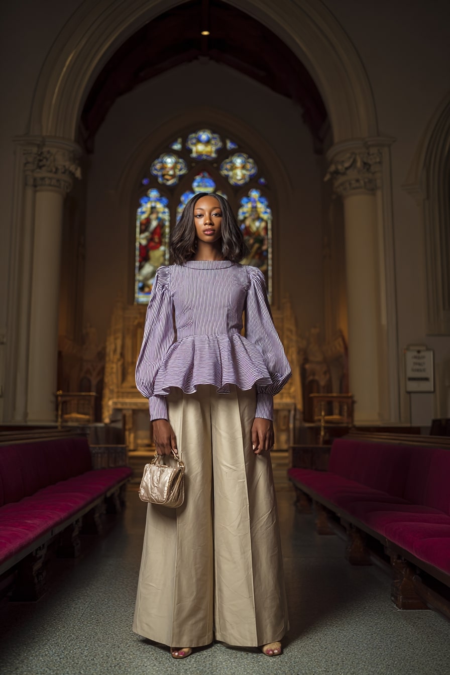 Classy Lavender Peplum Set