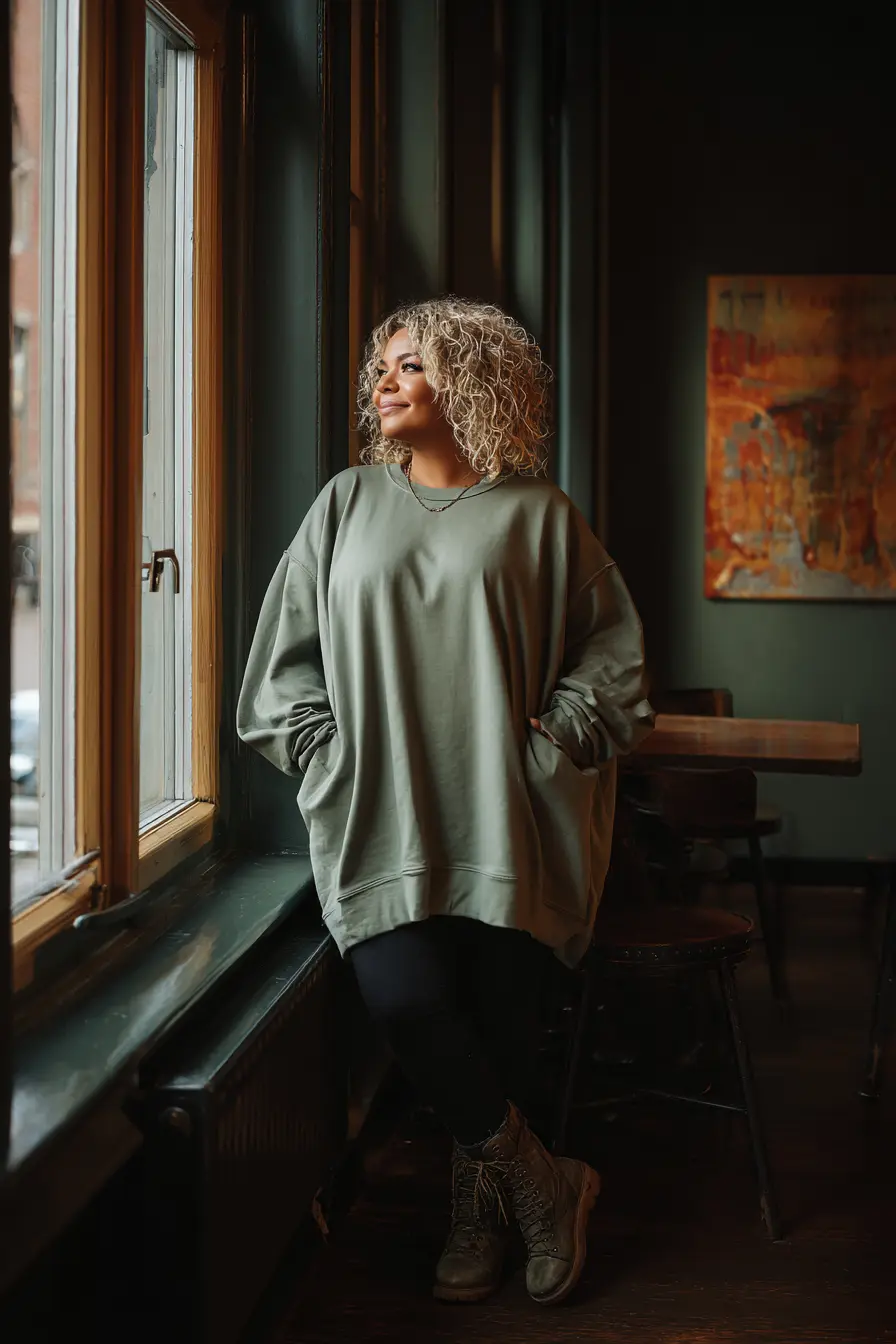 Oversized Sweatshirt Dress with Leggings