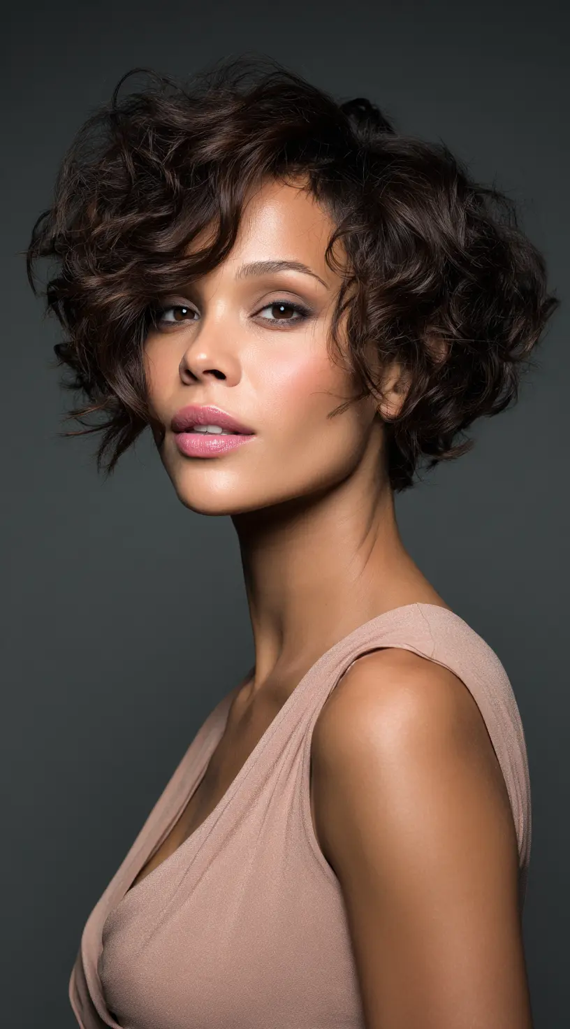 Long French Bob with Spiral Curl Definition
