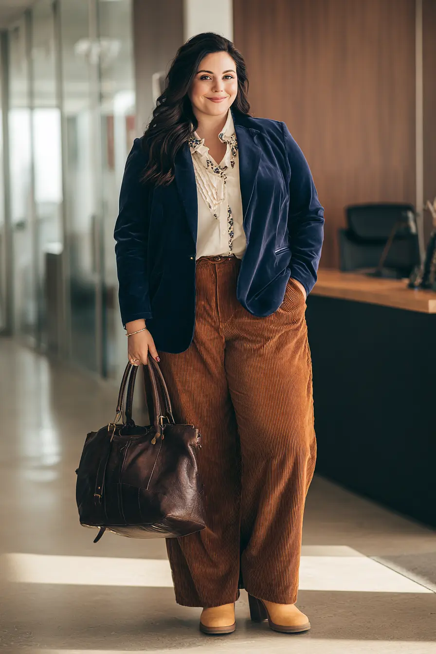 Corduroy Trousers with Velvet Blazer Charm