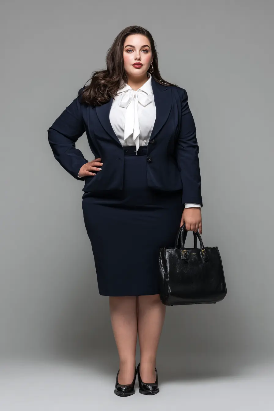 Navy Suit with Pencil Skirt