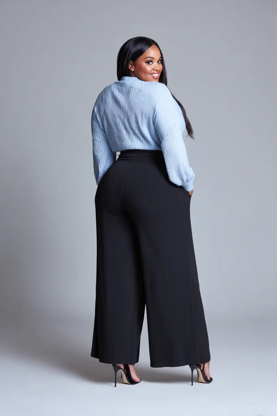 Wrap Sweater With Flowing Palazzo Pants