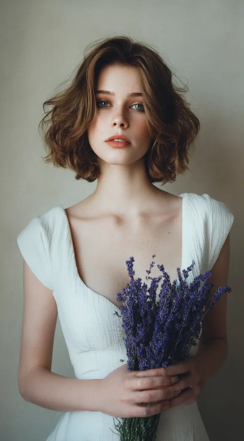 Wispy Textured Curly French Bob