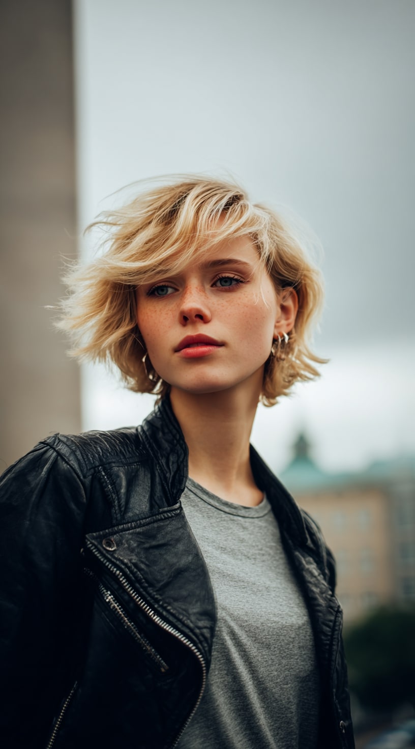 Layered A-Line Blonde Bob with Face-Framing Highlights