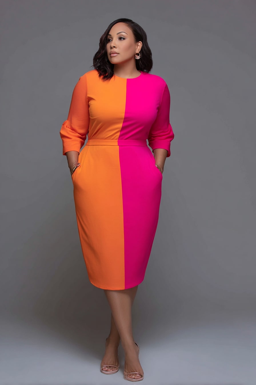 Bold Color Block Midi Dress