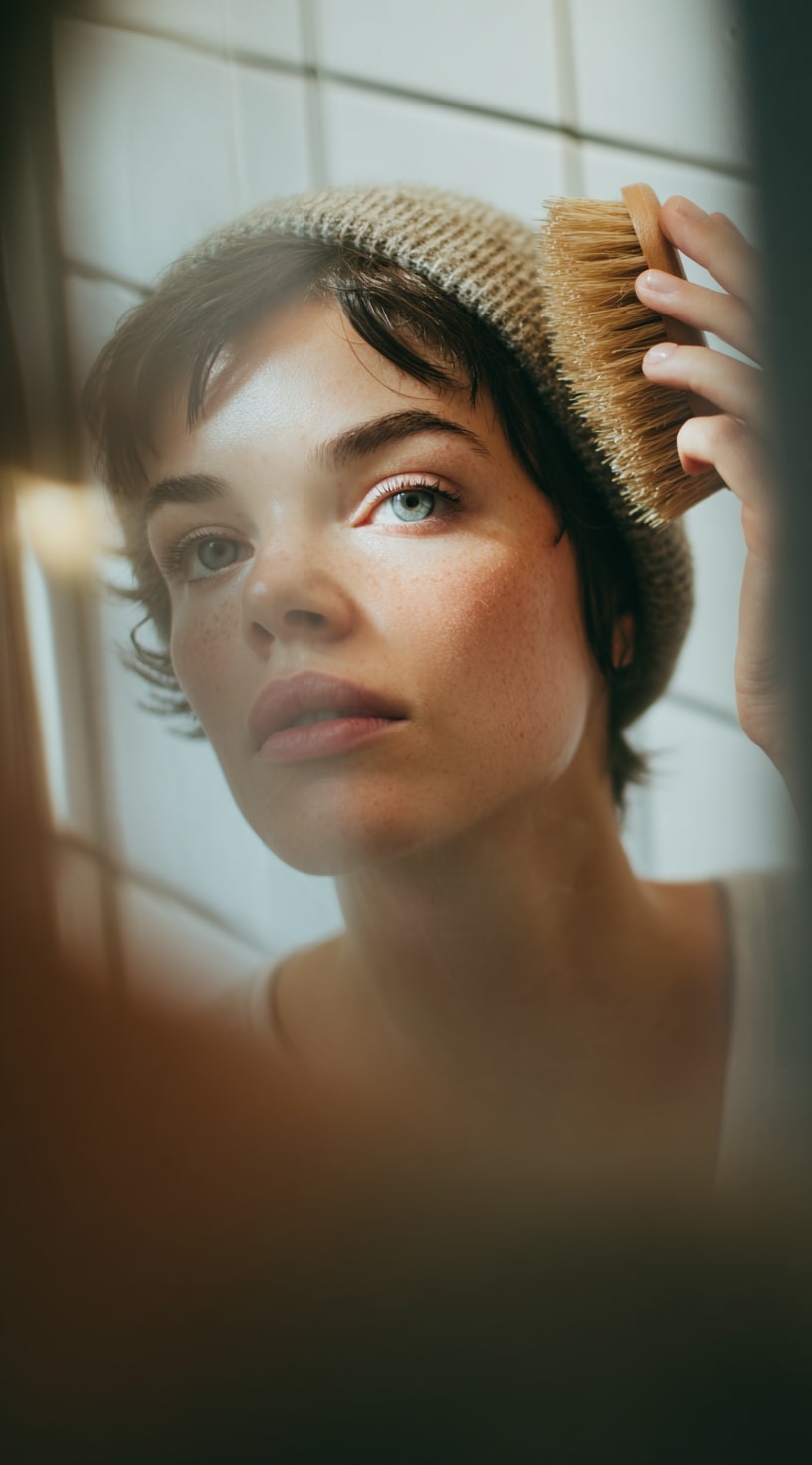Short Hair Prep Before Wearing a Winter Hat