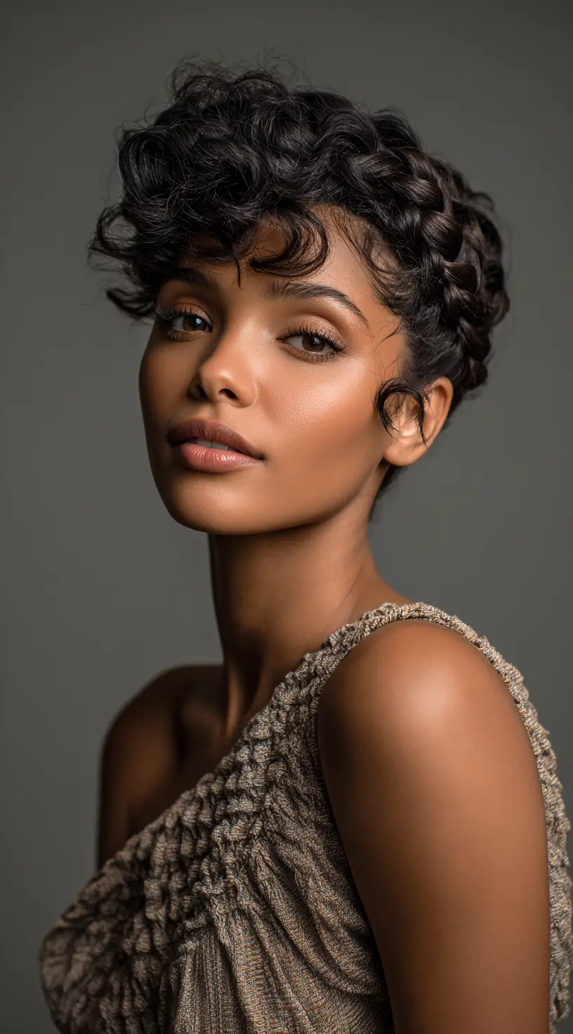 French Braid Headband on Curly Bob