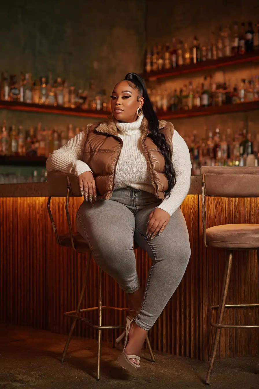 Cozy Puffer Vest with Sleek Neutrals