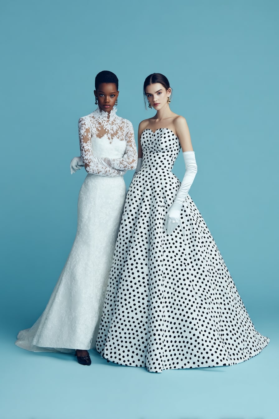 High-Neck Lace Bodice + Sculpted Column Skirt