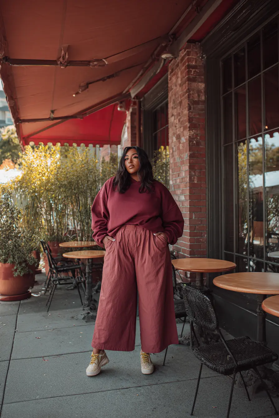 Crewneck Sweatshirt with Palazzo Joggers