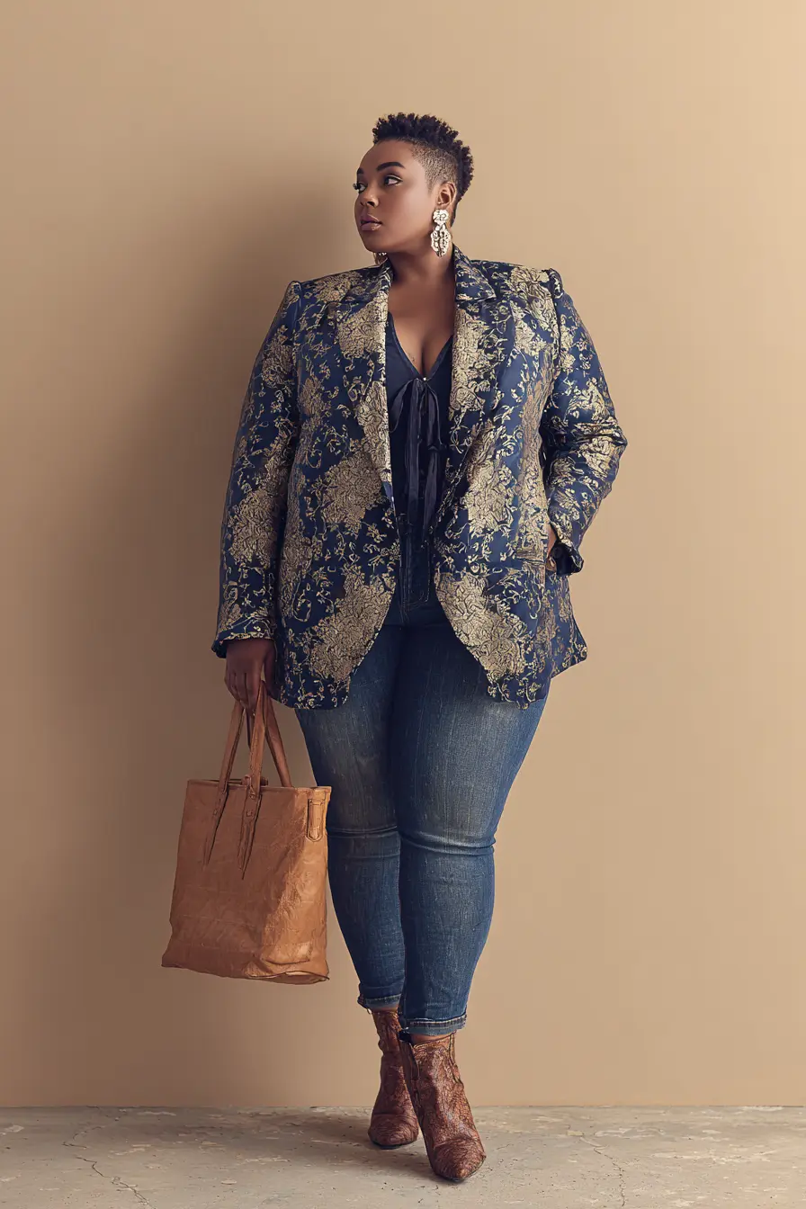 Brocade Blazer with Opulent Boho Flair