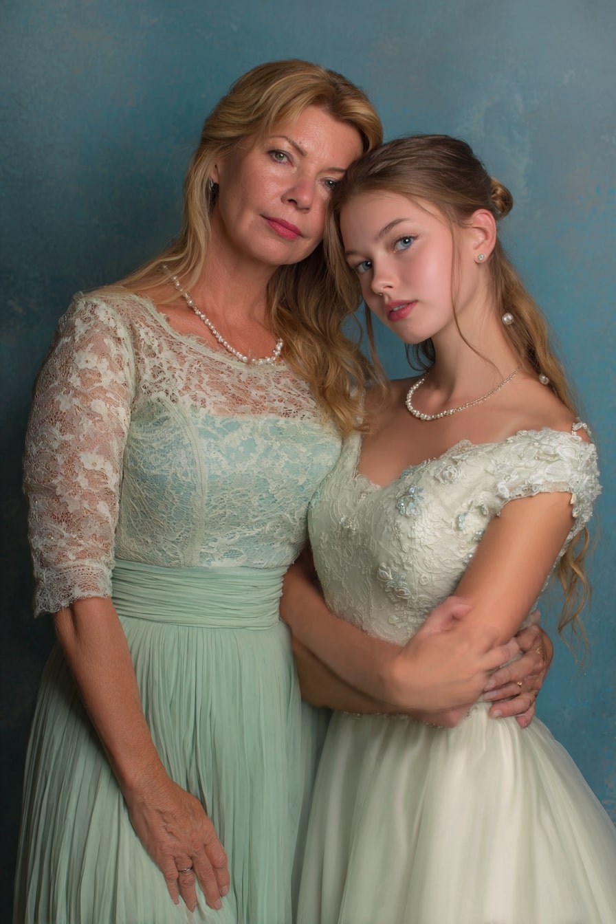 Sage Lace Bodice + Softly Pleated Chiffon Skirt