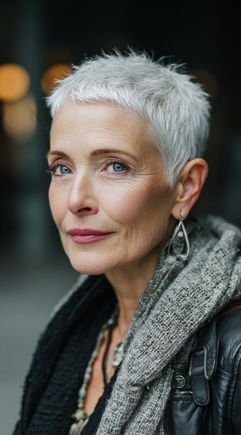 Platinum Pixie with Swept Bangs