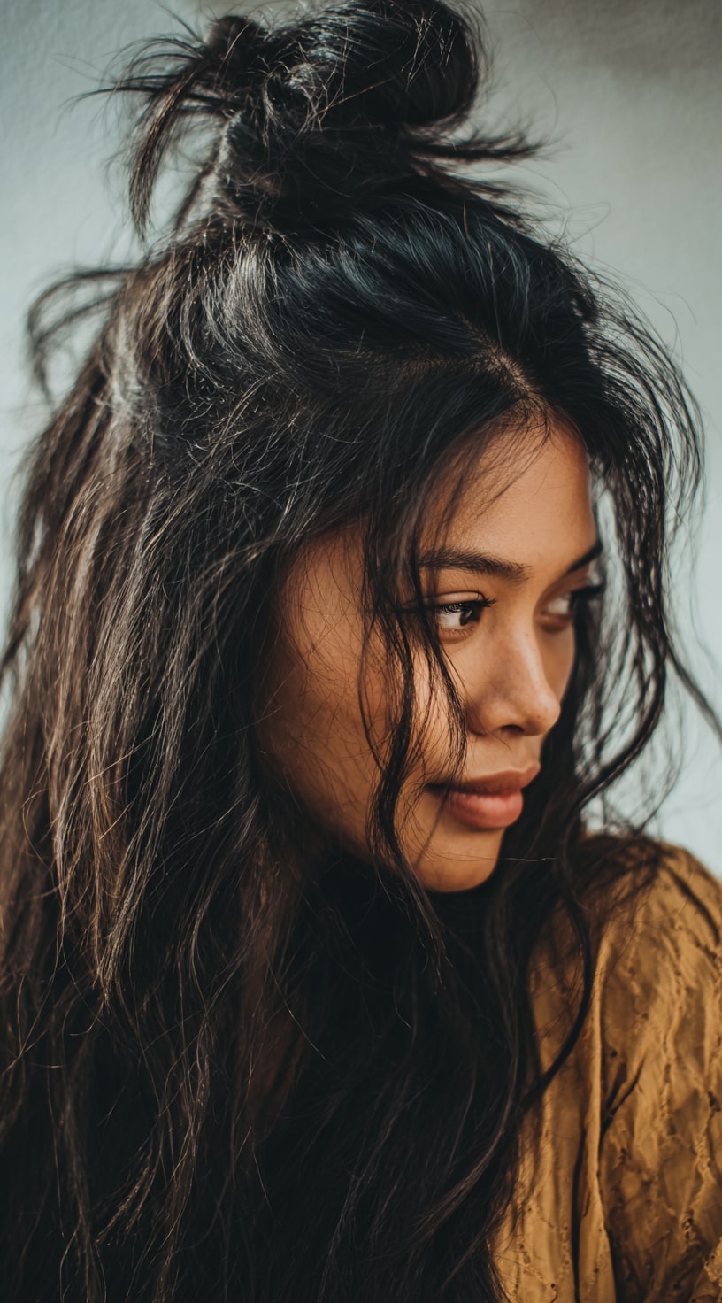 Textured Half-Up Top Knot