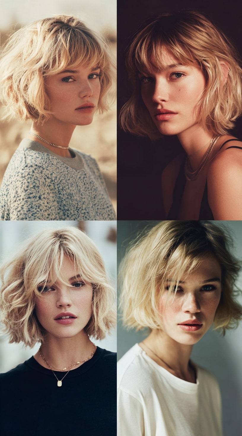 Layered ’90s Blonde Bob Wig with Soft Dimension