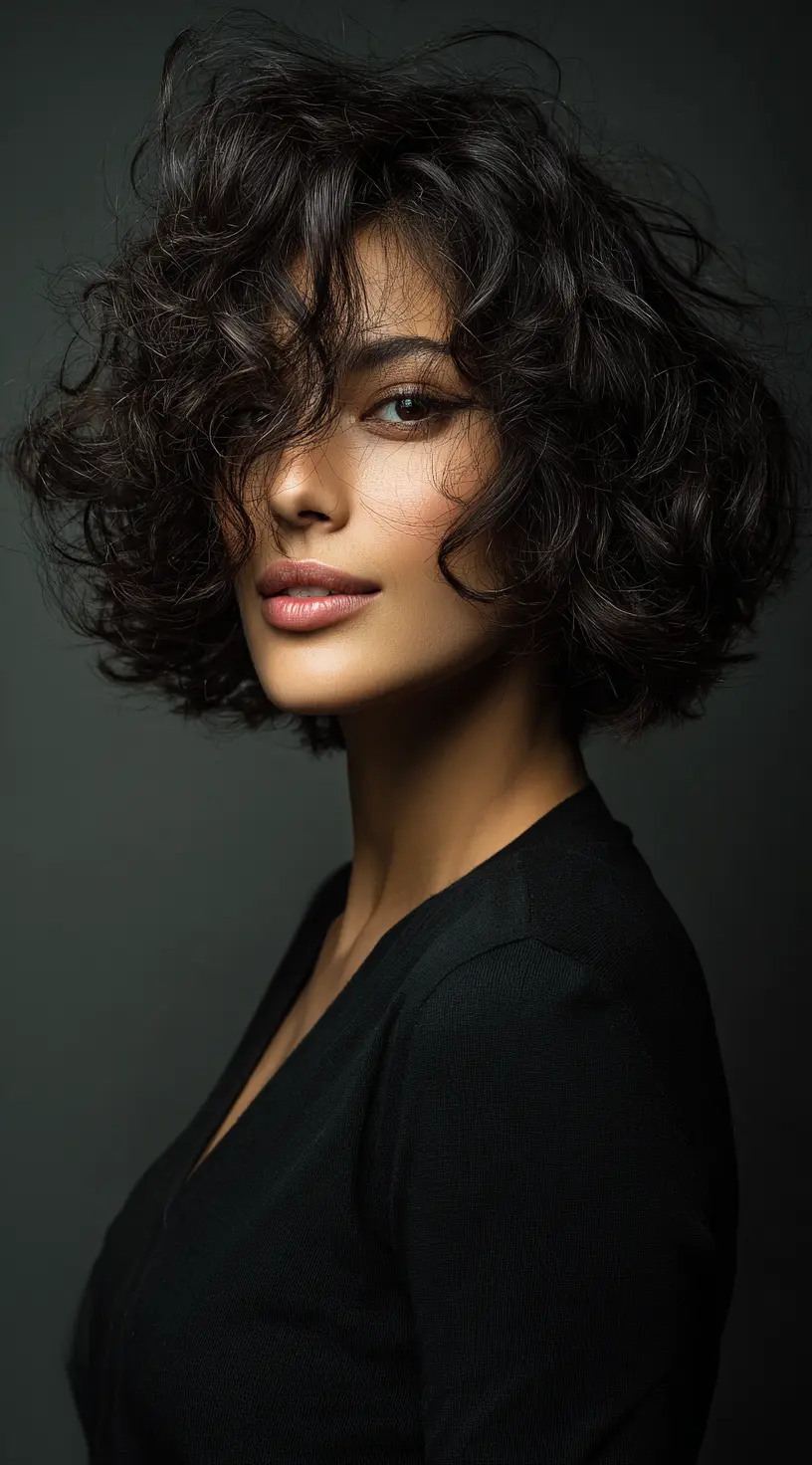 Layered Volume French Bob with Defined Curls