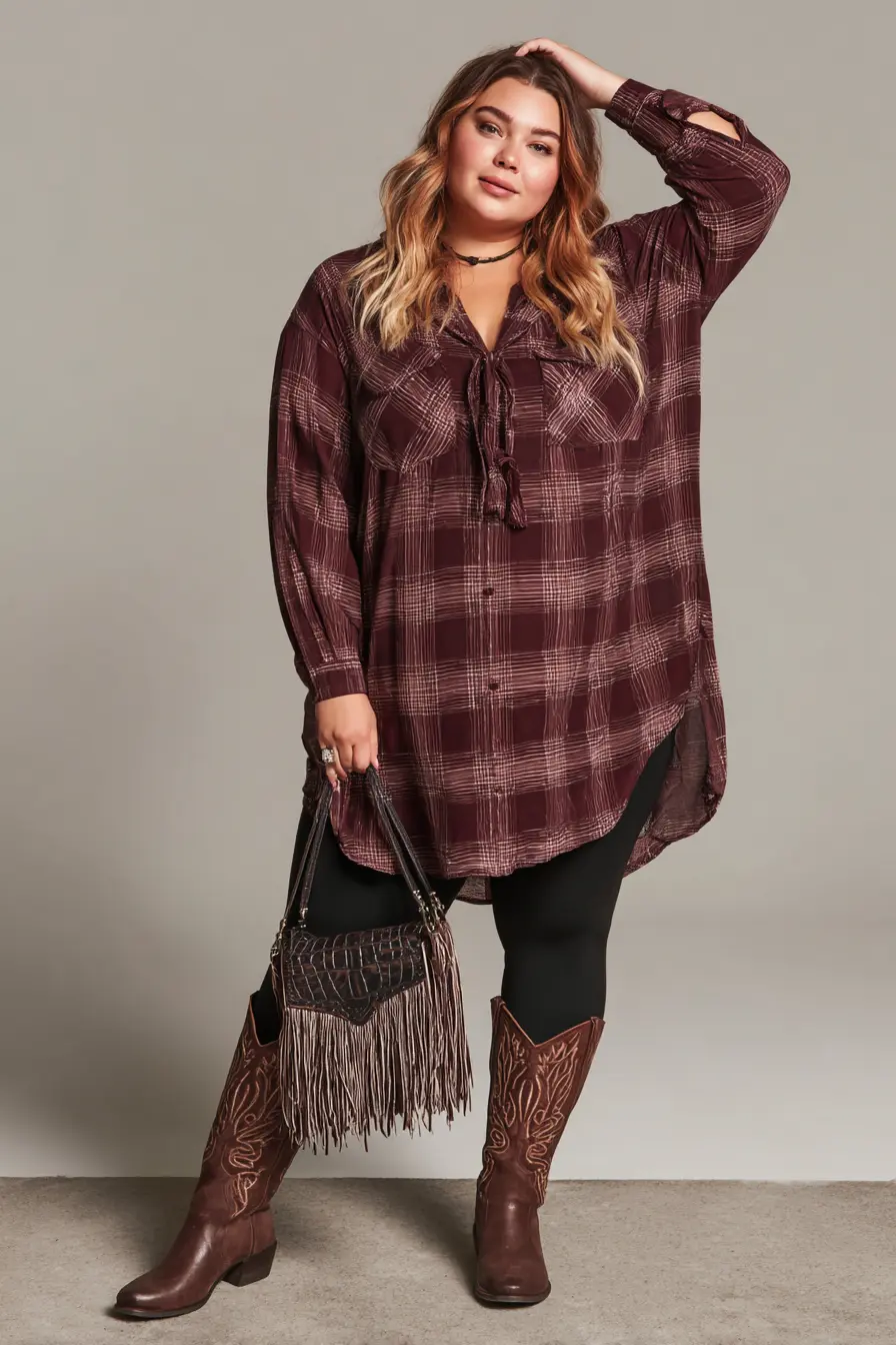 Plaid Tunic Country Concert Outfit