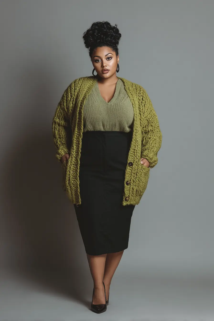 Oversized Cardigan with Bodycon Dress