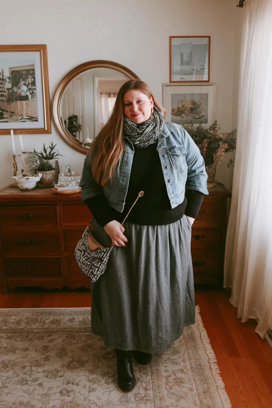 Sherpa-Lined Denim Jacket With Cozy Layers