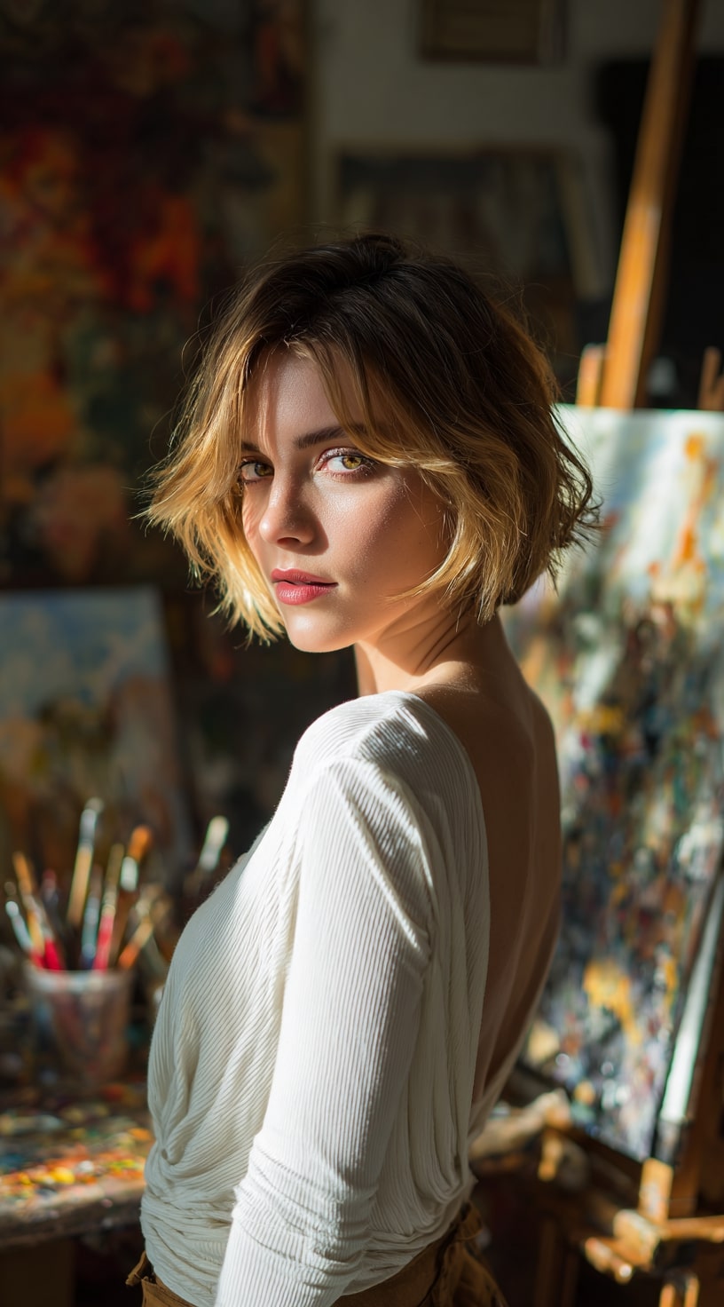 Asymmetrical Inverted Layered Bob Styles