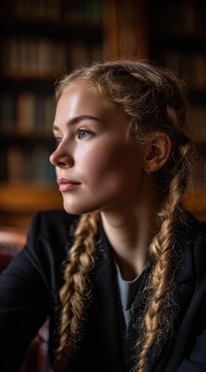 Classic French Braid Pigtails Look