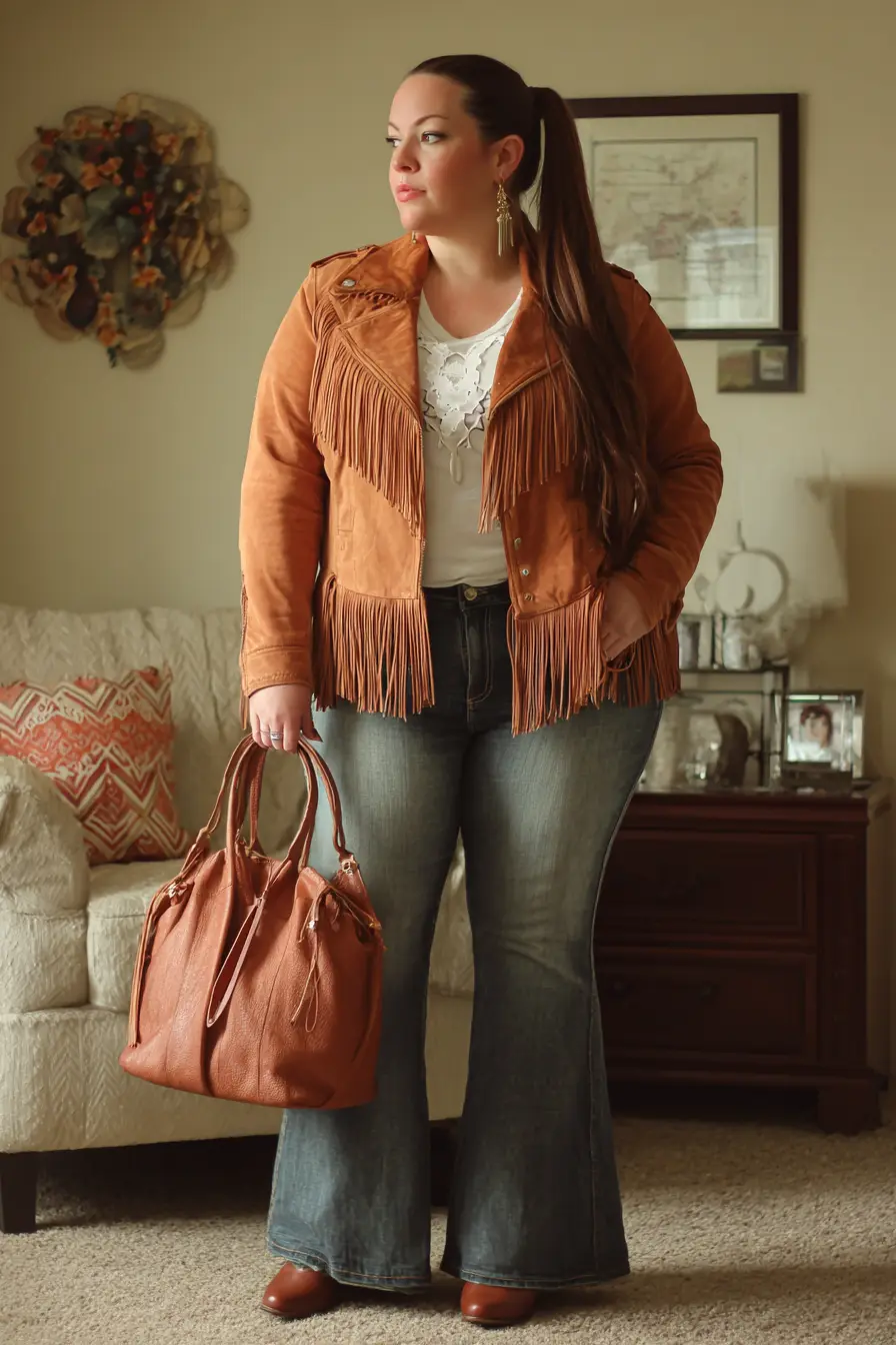 Suede Fringe Jacket with Hippie Boho Touch