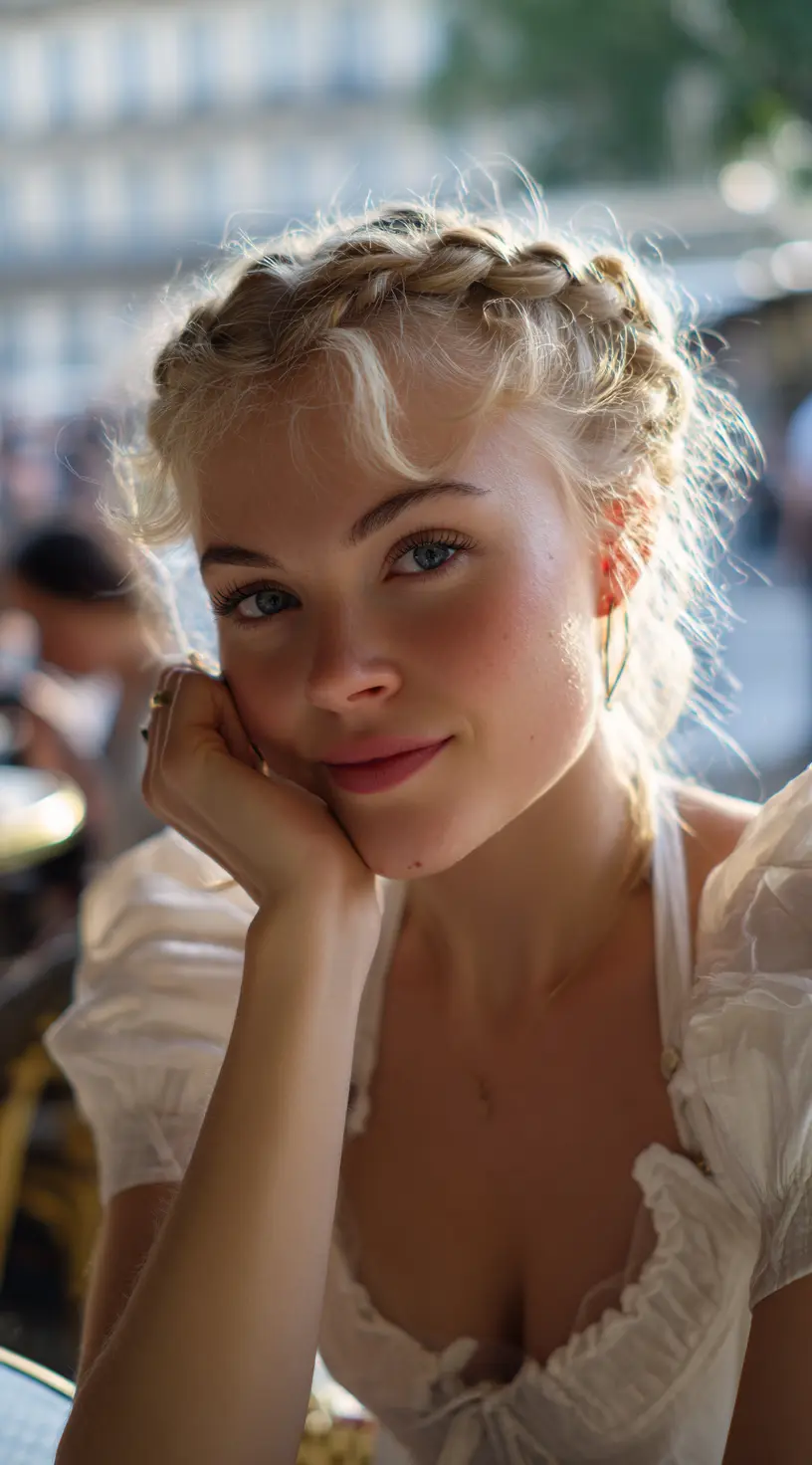 Waterfall Braid on Curly French Bob