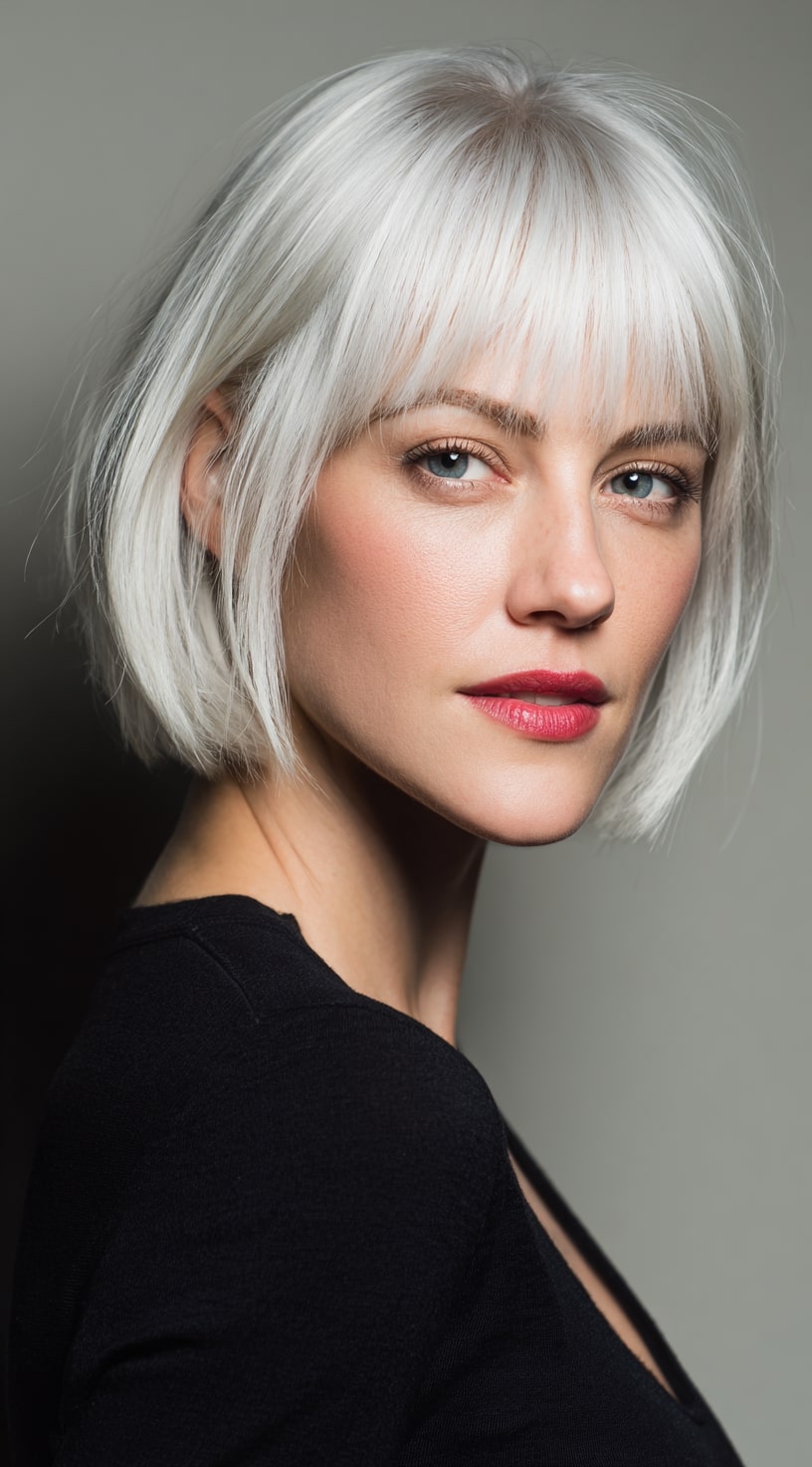 Inverted Blonde Bob with Stacked Back