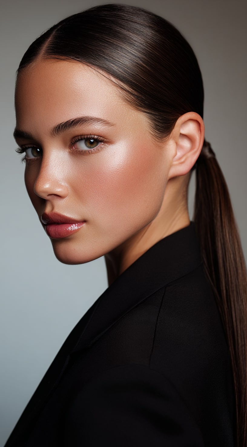 Sleek Low Ponytail with Hidden Volume