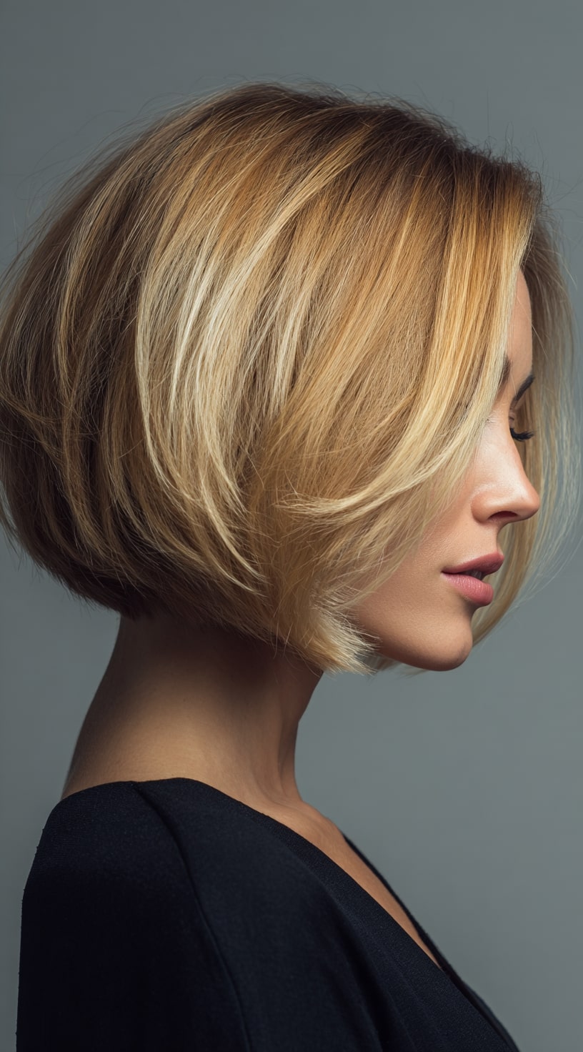 Inverted Blonde Bob with Modern Volume