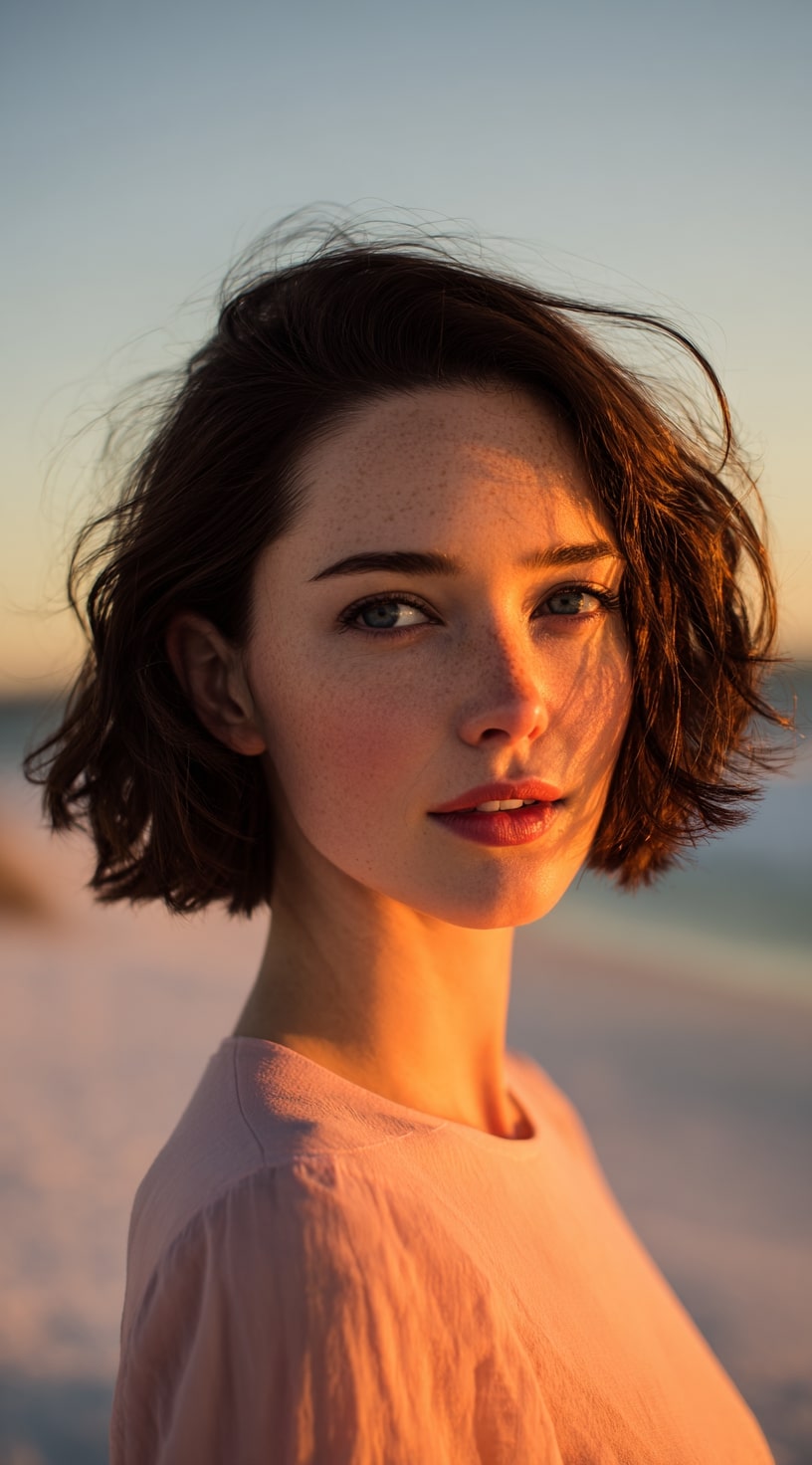 Wavy Bob with Caramel Ribbons