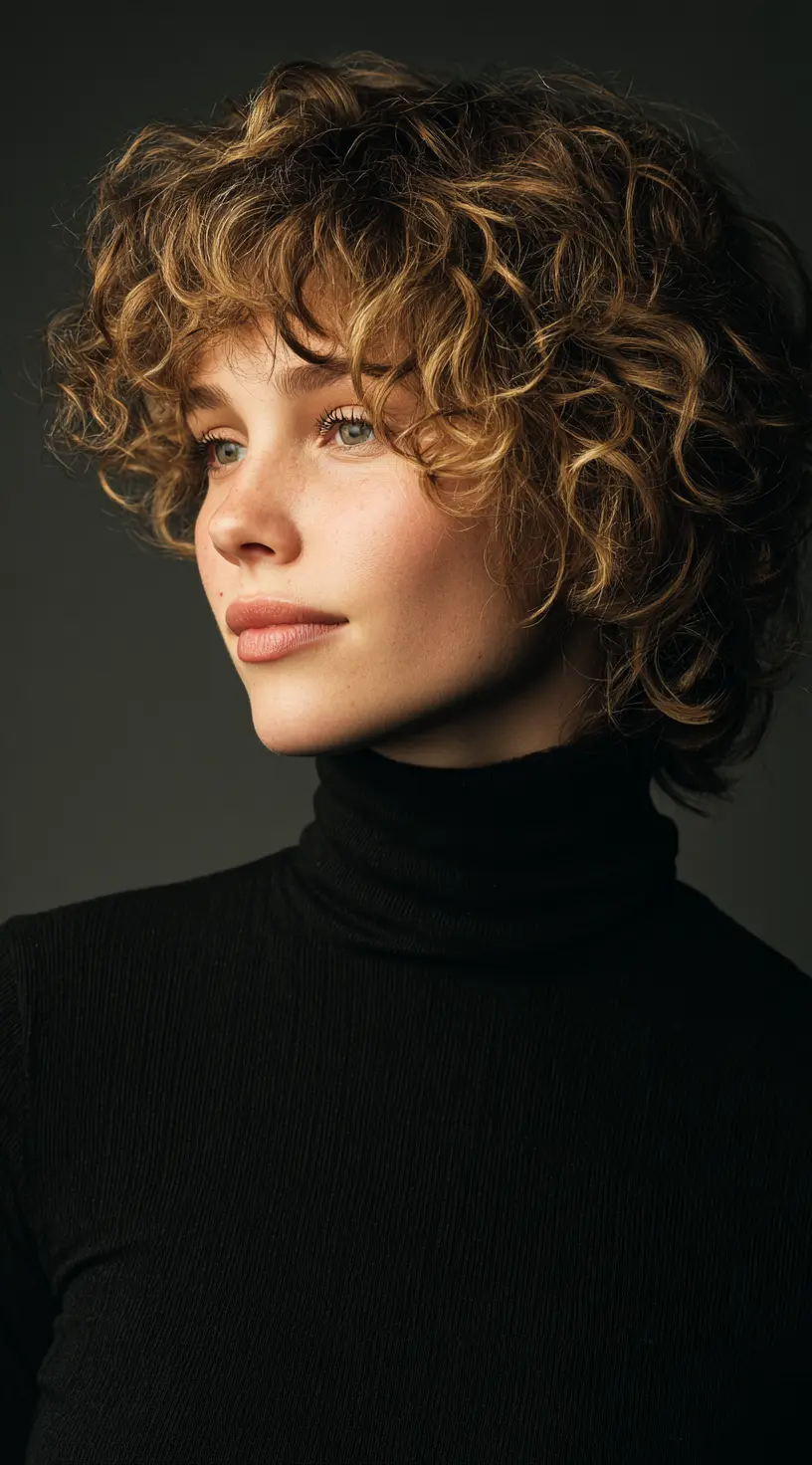 Asymmetrical Curly Bob