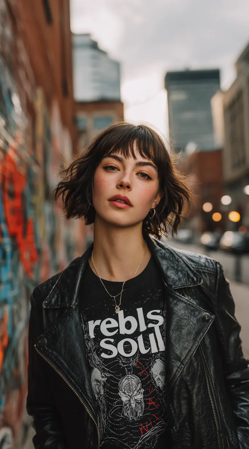 Choppy Textured French Bob with Fringe