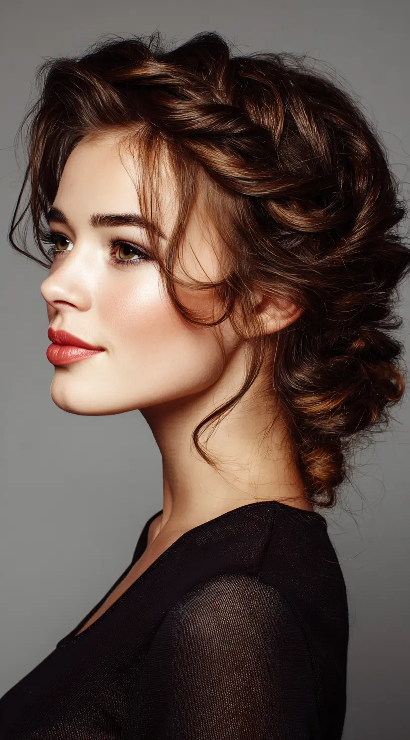 Fishtail Accent Braid on Curly French Bob