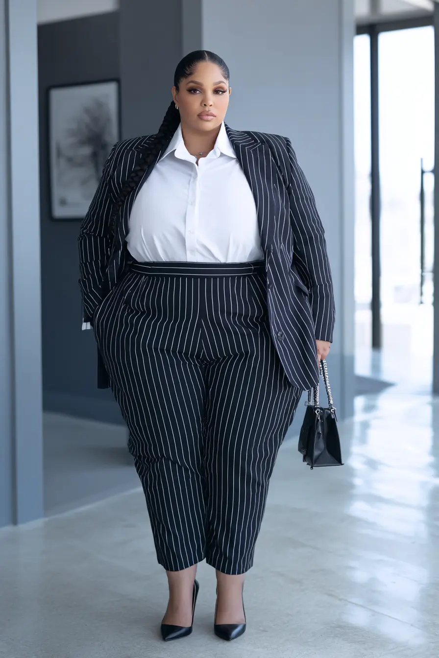 Charcoal Pinstripe Suit with Crisp White Shirt