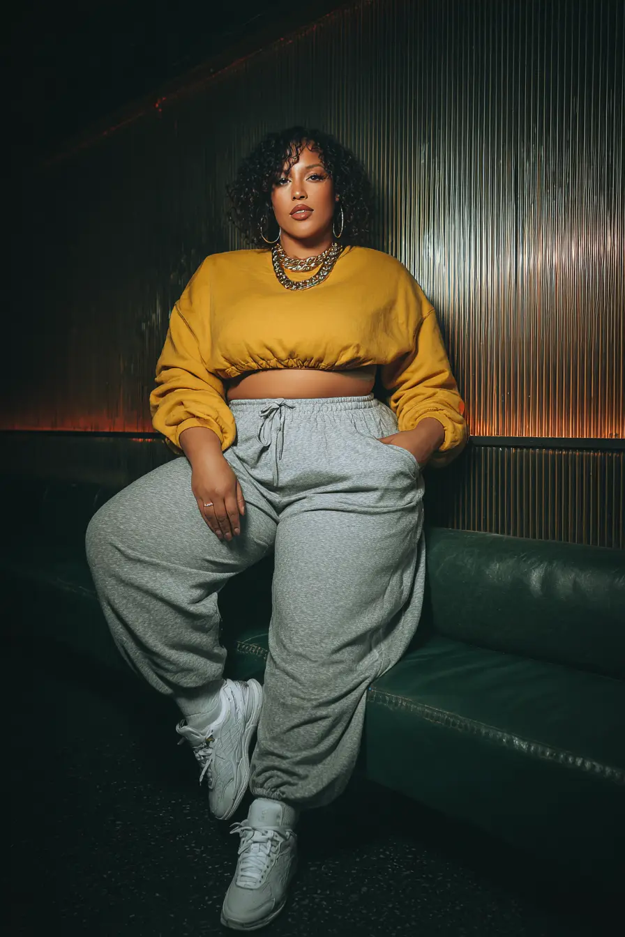 Cropped Hoodie with High-Waisted Sweatpants