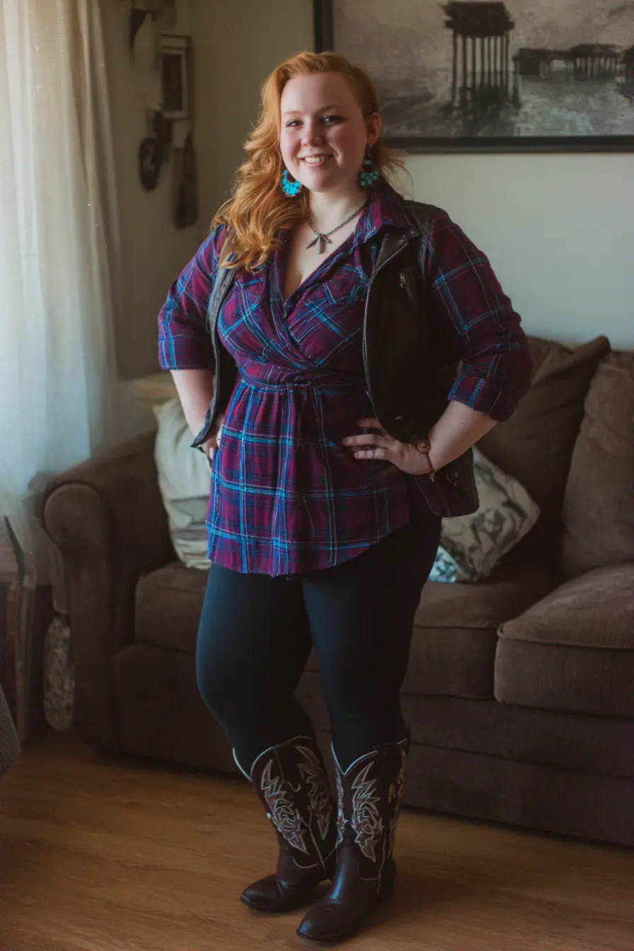 Plaid Tunic with Western Chic Boho Style