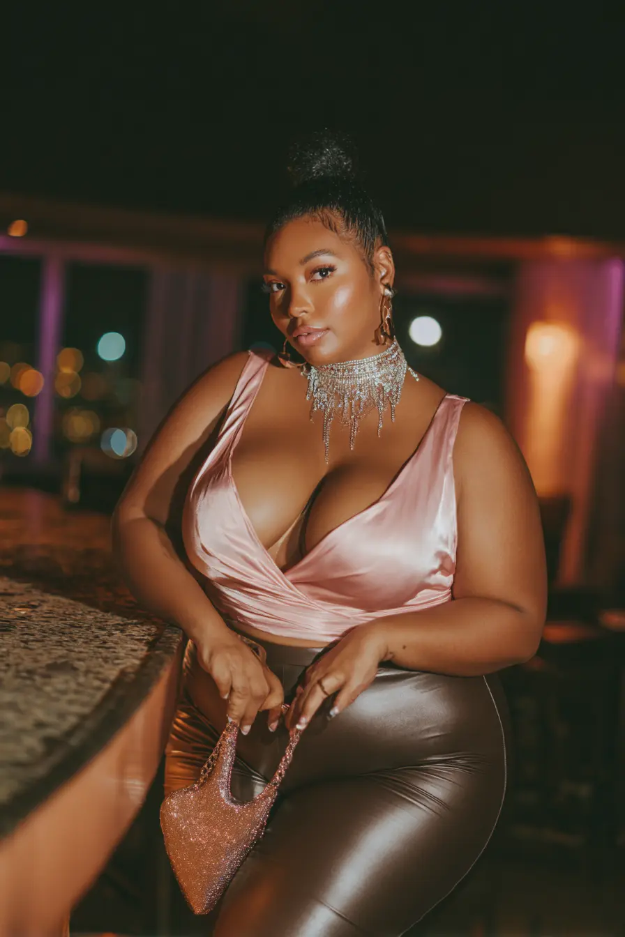 Satin Wrap Top with Glam Accessories