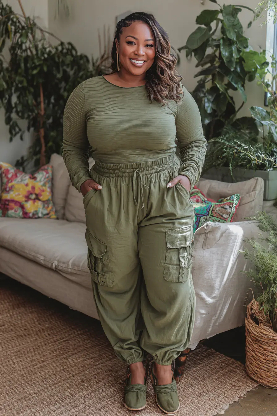 Henley Top with Cargo Pants Comfort