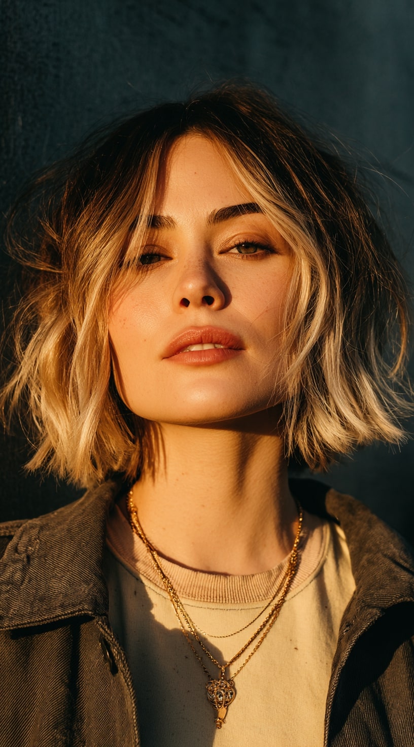 Asymmetrical Bob with Bronze Tones