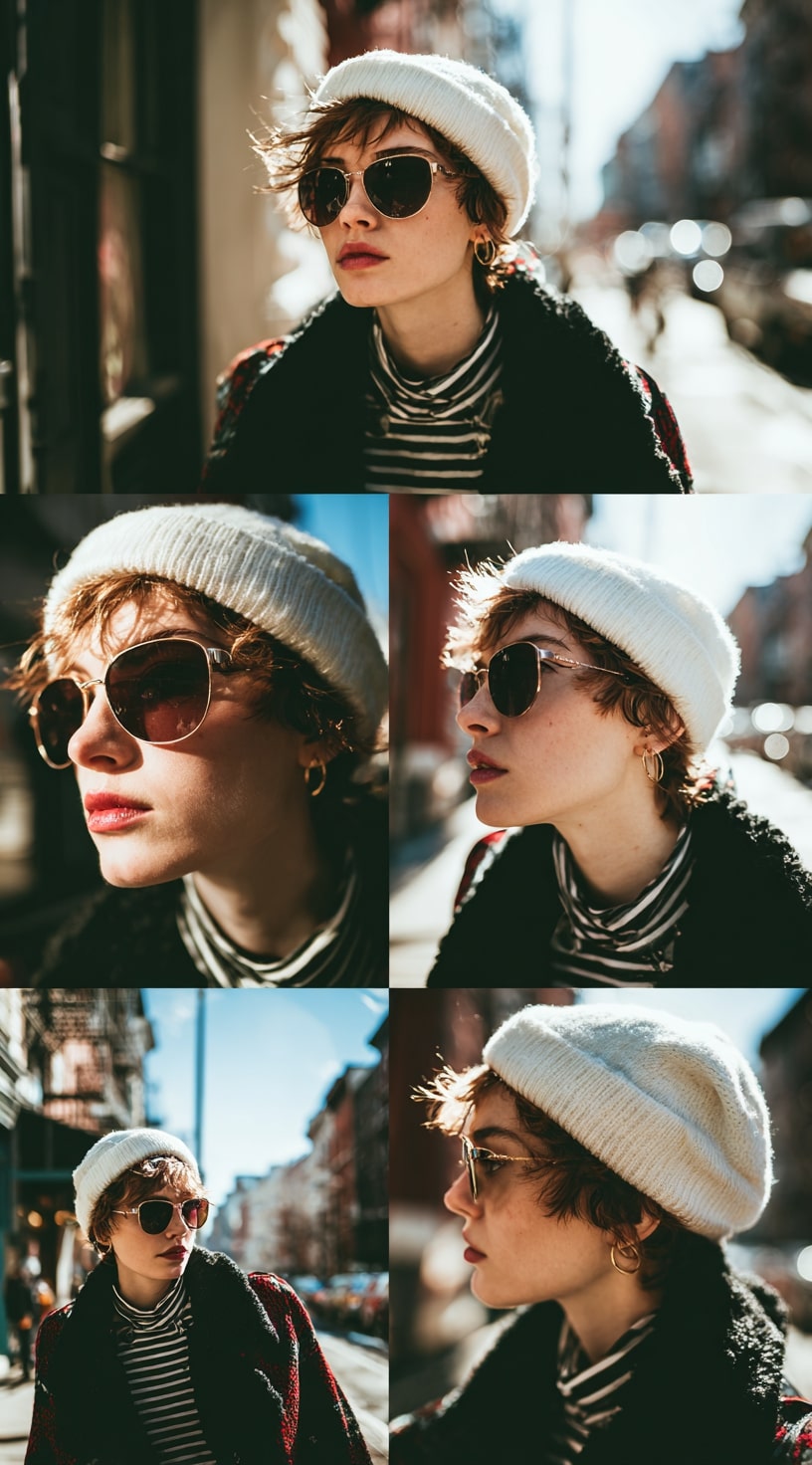 Short Hair Meets Street Style with a Knit Hat