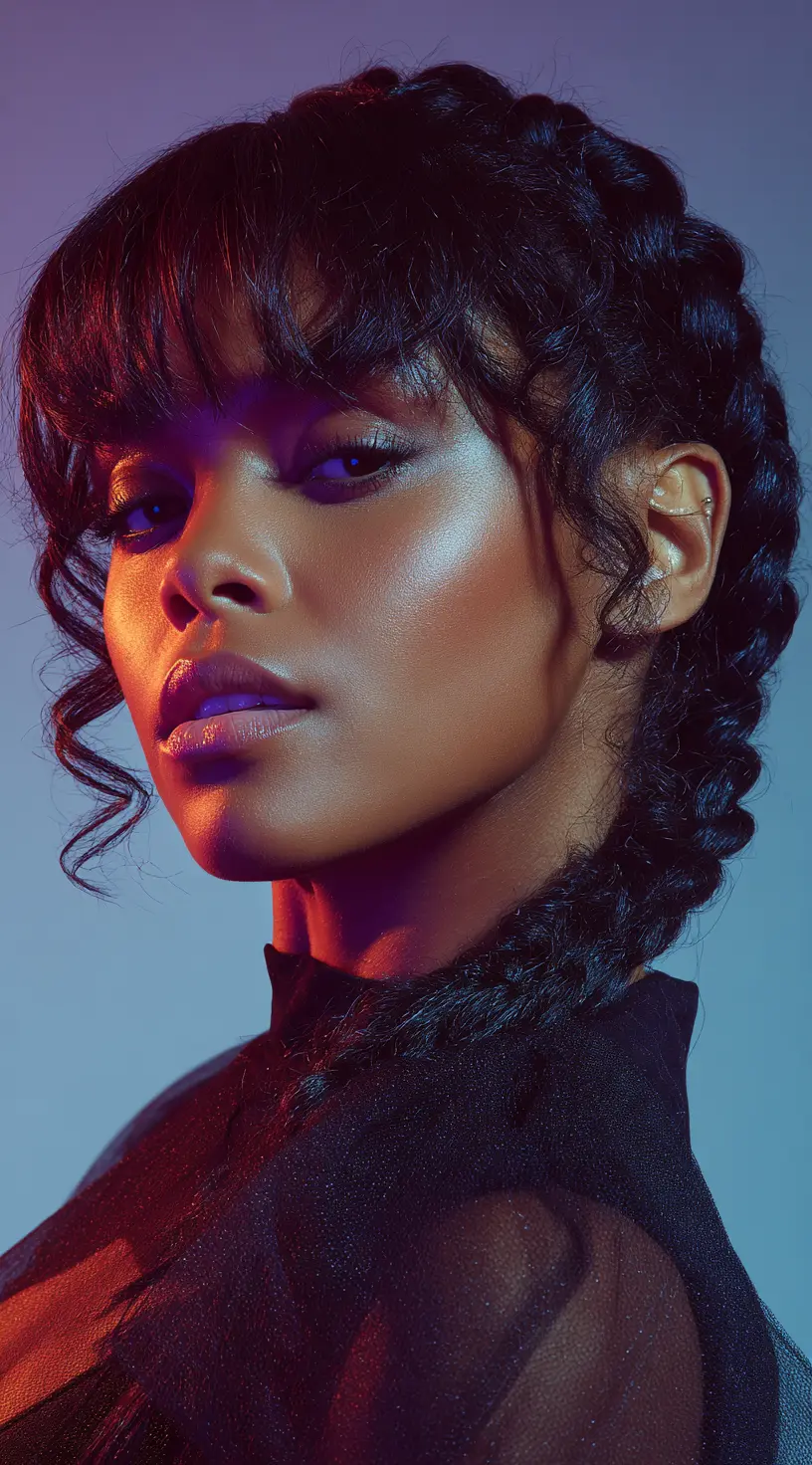 Braided Crown with Loose Curly Bob