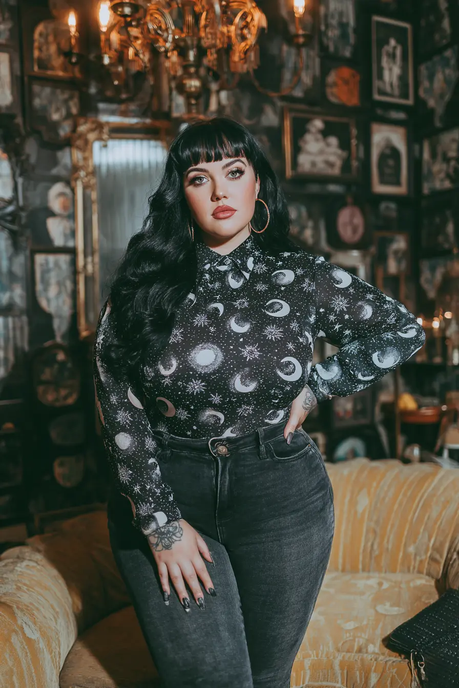 Celestial Blouse with Dark Denim Charm