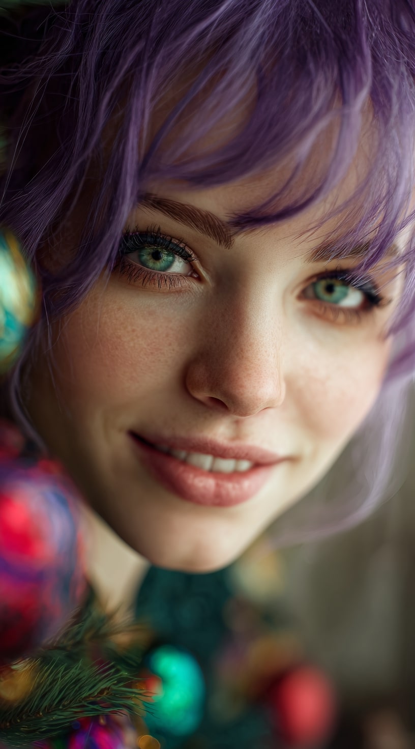 Deep Purple Shoulder-Length Wig Drama