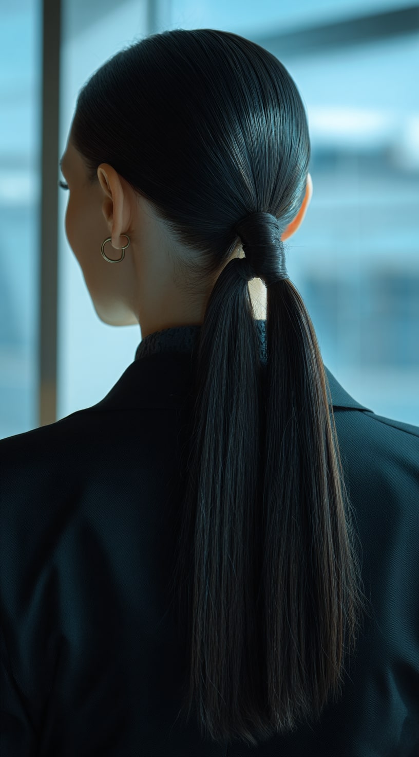 Low Ponytail with Hair Wrap