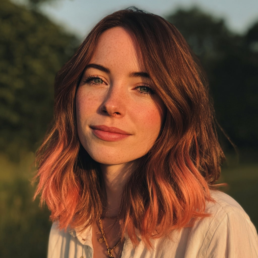 Brunette Balayage with Rose-Caramel Ends