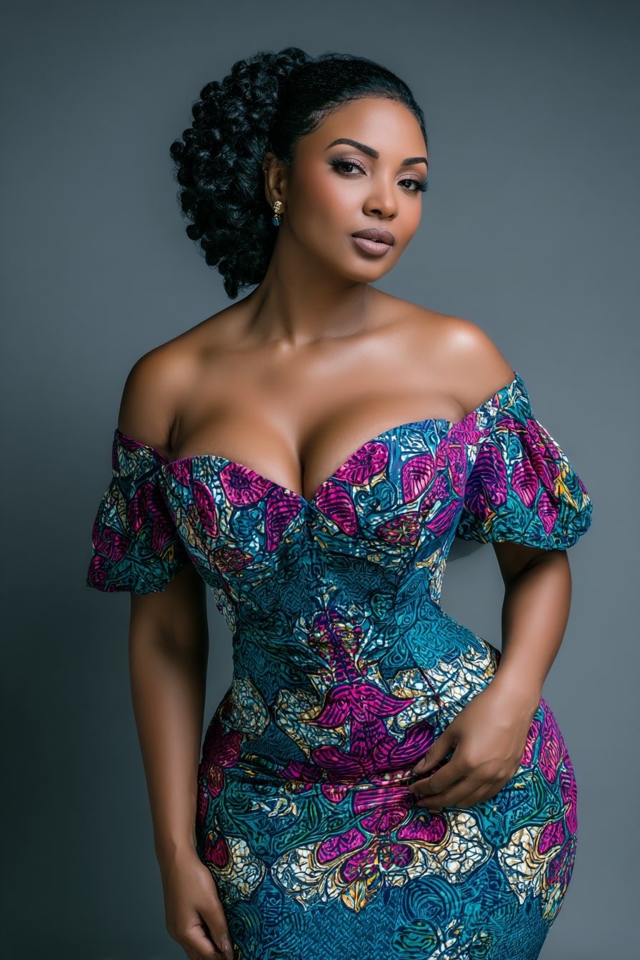 Off-Shoulder Ankara Dress + Sculpted Bodice