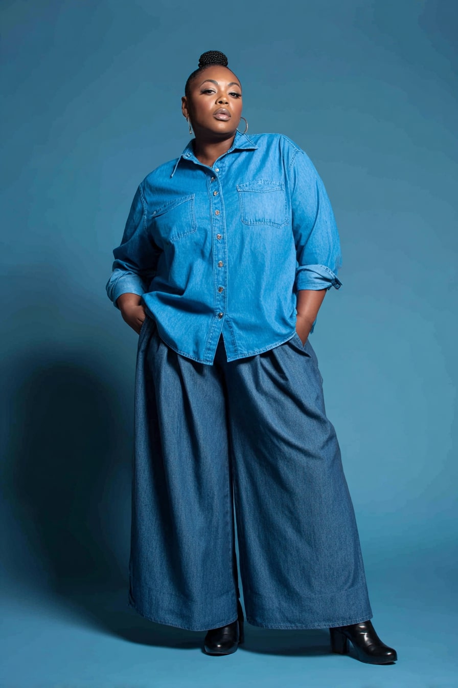 Denim on Denim Wide-Leg Set