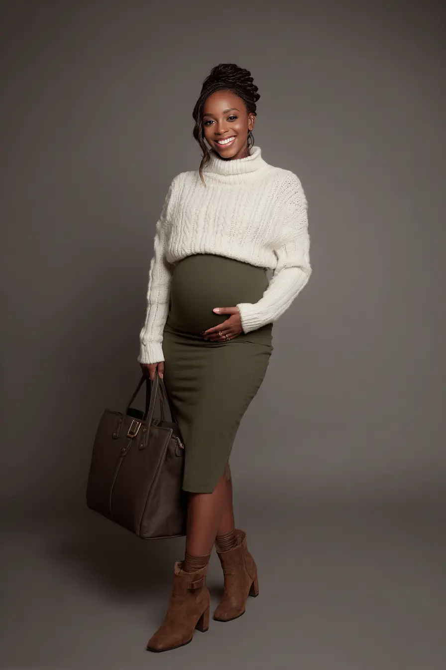 Fisherman Sweater with Midi Skirt